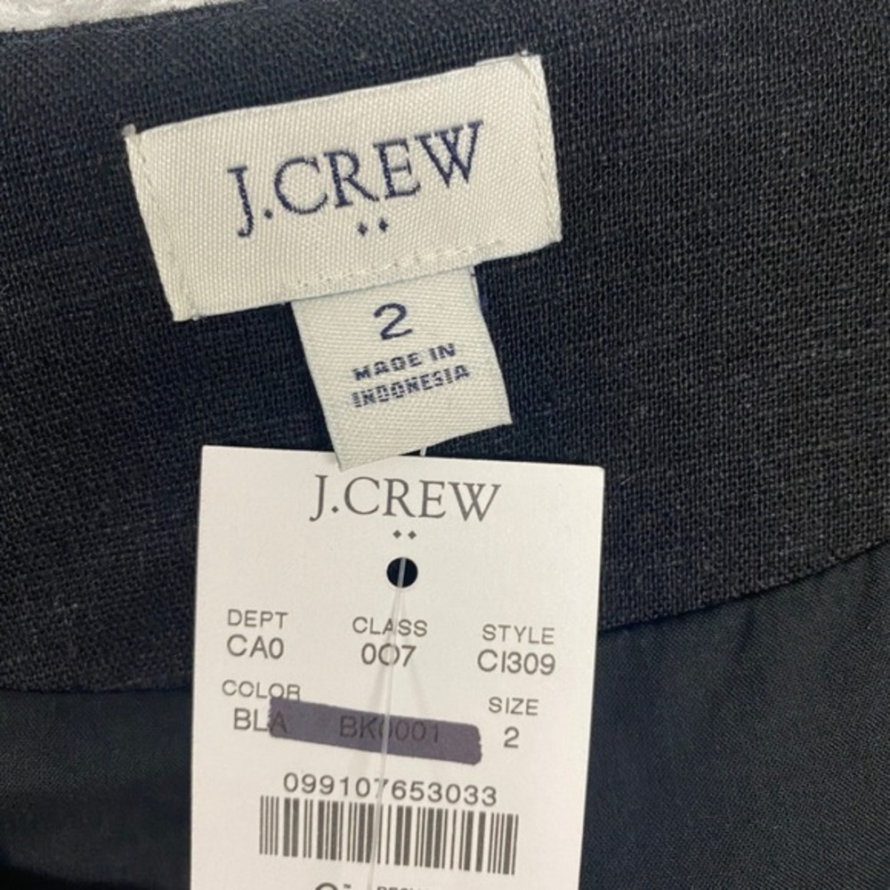 J Crew Top Womens 2 Black Linen Cutaway‎ Vest Sleeveless Button Career CI309 - Picture 6 of 8